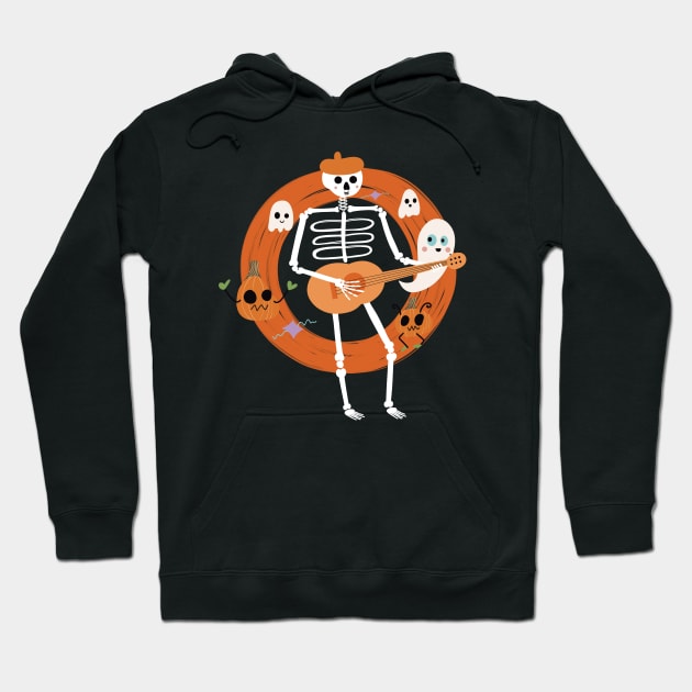 Funny Skeleton Rock and Roll Hoodie by FayolaMoon